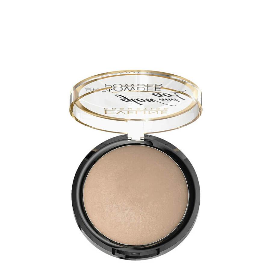 Eveline Glow & Go Bronzing Powder 01 Hawai - powder compact with the shade visible on a white background
