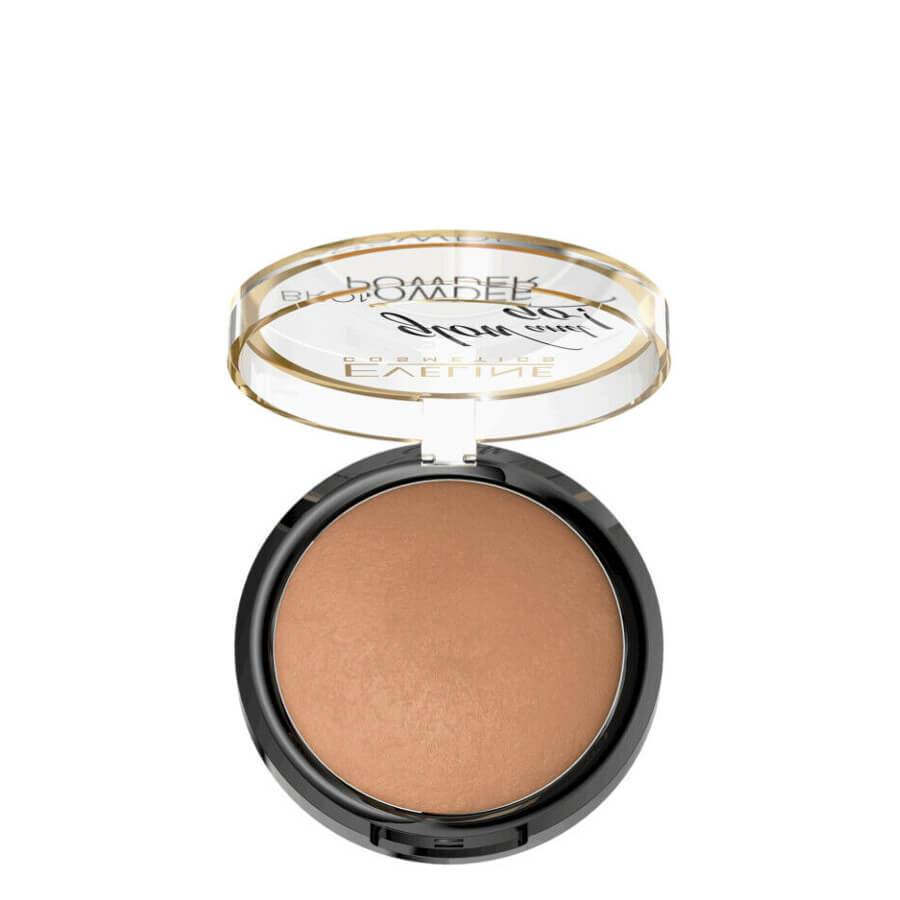 Eveline Glow & Go Bronzing Powder 02 Jamaica - powder compact with the shade visible on a white background
