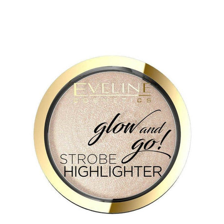 Eveline Glow & Go Face Strobe Highlighter - 01 Champagne - powder compact with the shade visible on a white background