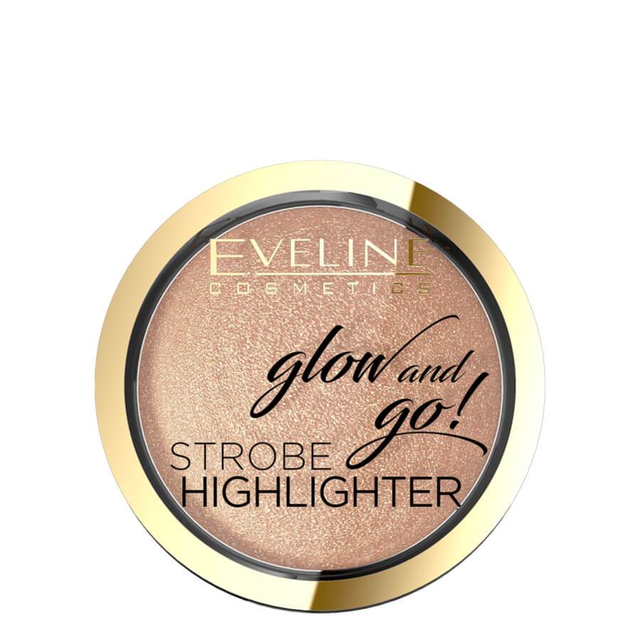 Eveline Glow & Go Face Strobe Highlighter - 02 Gentle Gold - powder compact with the shade visible on a white background