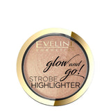Eveline Glow & Go Face Strobe Highlighter - 02 Gentle Gold - powder compact with the shade visible on a white background