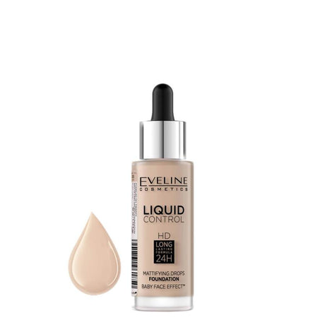 Eveline Liquid Control HD Foundation - 005 Ivory - foundation container isolated on a white background