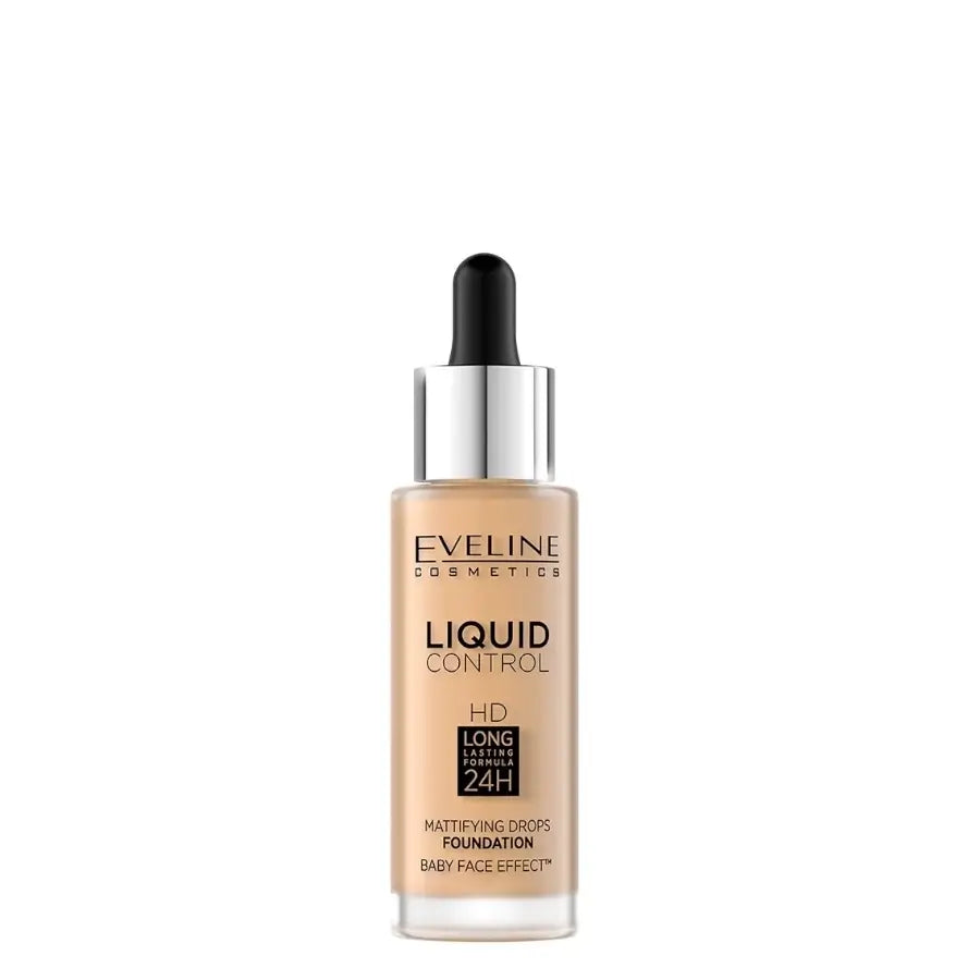 Eveline Liquid Control HD Foundation - 016 Vanilla Beige - foundation container isolated on a white background