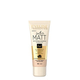Eveline Satin Matt Mattifying & Covering Foundation - 101 Ivory - foundation container isolated on a white background