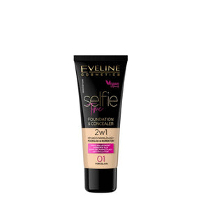 Eveline Selfie Time Covering Foundation & Concealer - 01 Porcelain - foundation container isolated on a white background
