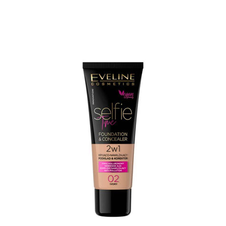 Eveline Selfie Time Covering Foundation & Concealer - 02 Ivory - foundation container isolated on a white background