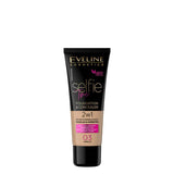 Eveline Selfie Time Covering Foundation & Concealer - 03 Vanilla - foundation container isolated on a white background