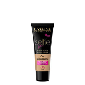 Eveline Selfie Time Covering Foundation & Concealer - 05 Beige - foundation container isolated on a white background