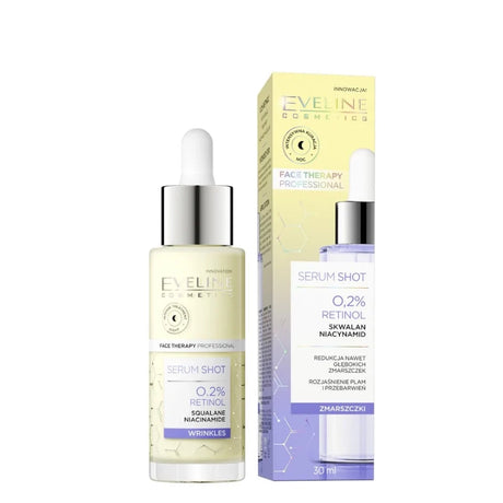 Eveline Serum Shot 0.2% Retinol & Squalane Serum Wrinkles - retail packaging on a white background