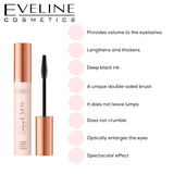 Eveline Sexy Eyes Volume Length & Lift Black Mascara - mascara product presentation on a white background