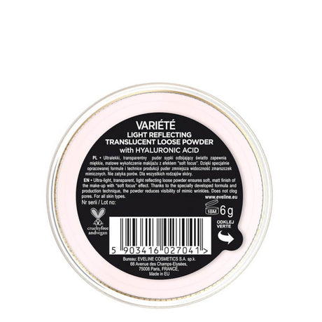 Eveline Variete Light Reflecting Translucent Face Powder - retail powder box on a white background