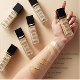 Eveline Wonder Match Foundation Satin Finish - shade swatches shown beside the product