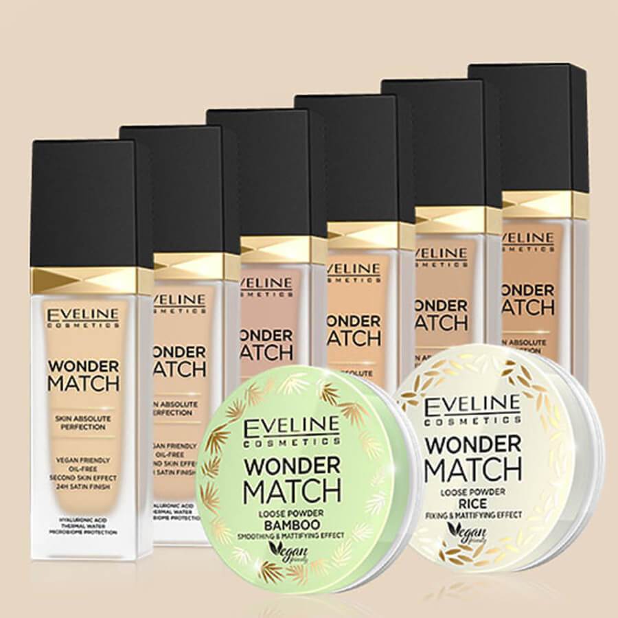 Eveline Wonder Match Foundation Satin Finish - finished result shown on a model's face