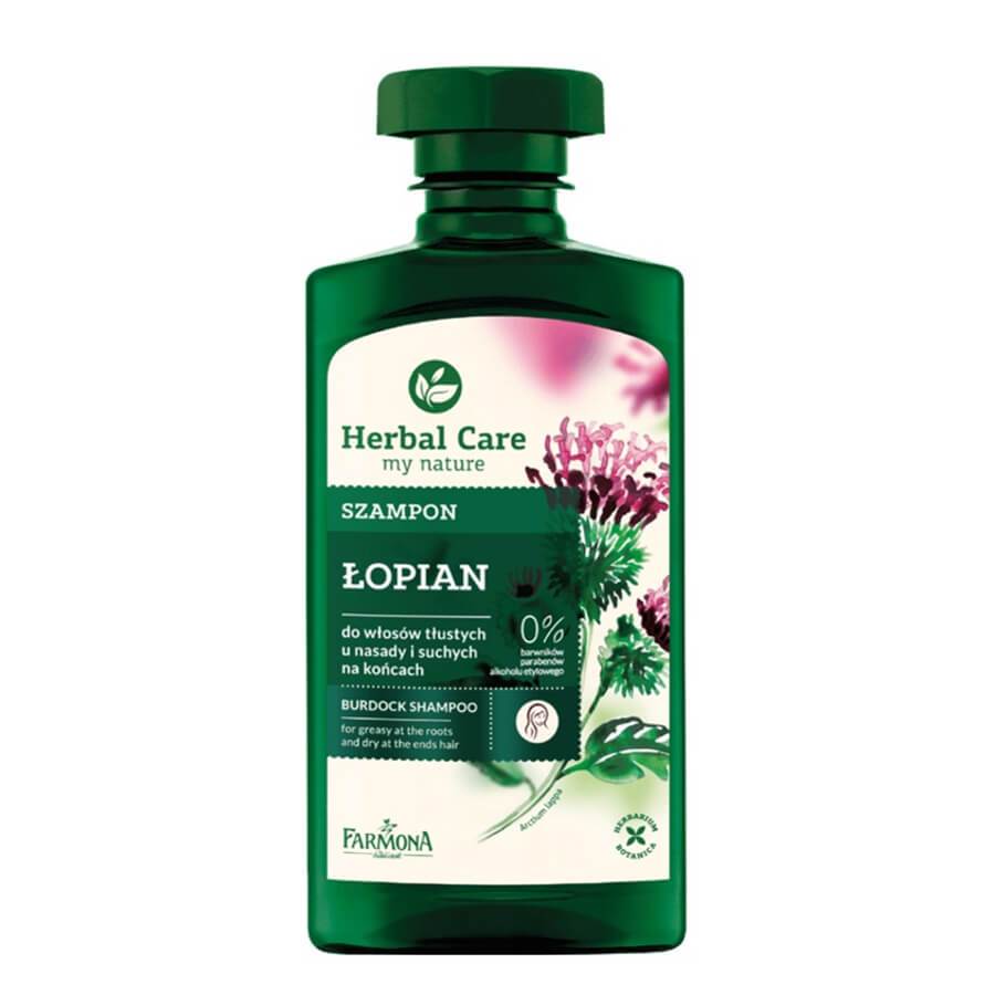 Farmona Burdock Shampoo Greasy & Dry Hair - retail hair-care container isolated on a white background