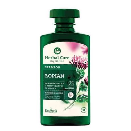 Farmona Burdock Shampoo Greasy & Dry Hair - retail hair-care container isolated on a white background