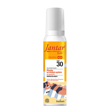 Farmona Jantar Sun Amber Moisturising Protective Foam with Gold Dust SPF 30 - isolated on a white background