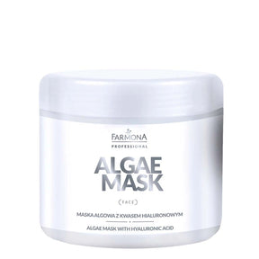 Farmona Professional Algae Face Mask with Hyaluronic Acid - open cosmetic jar with its lid on a white background