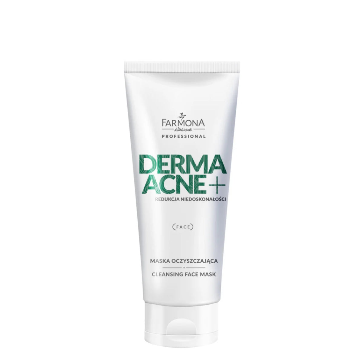 Farmona Professional Derma Acne+ Cleansing Facial Mask - open cosmetic jar with its lid on a white background