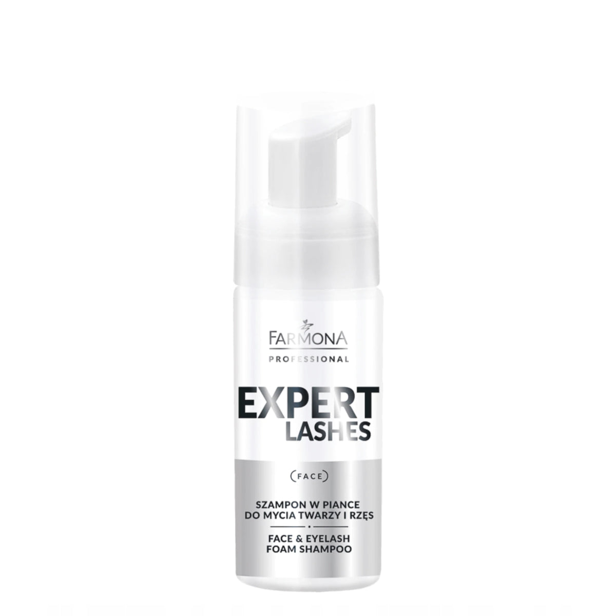 Farmona Professional Expert Lashes Face & Eyelash Foam Shampoo - arranged with the included components on a white background