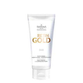 Farmona Professional Retin Gold Firming & Illuminating Mask - open cosmetic jar with its lid on a white background