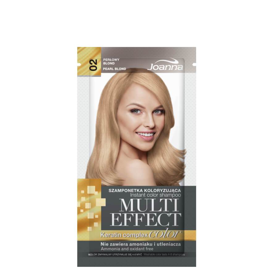 Joanna Multi-Effect Instant Color Hair Shampoo Ammonia-Free - 02 Pearl Blonde - retail hair-care container isolated on a white background