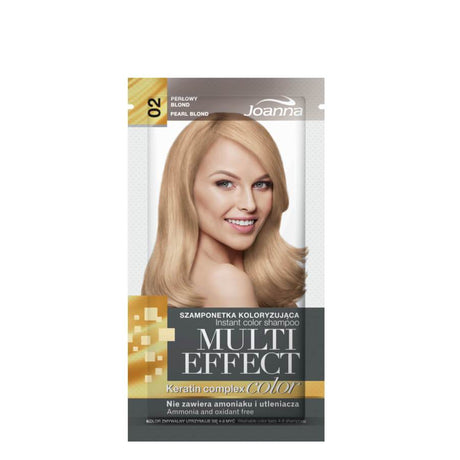 Joanna Multi-Effect Instant Color Hair Shampoo Ammonia-Free - 02 Pearl Blonde - retail hair-care container isolated on a white background