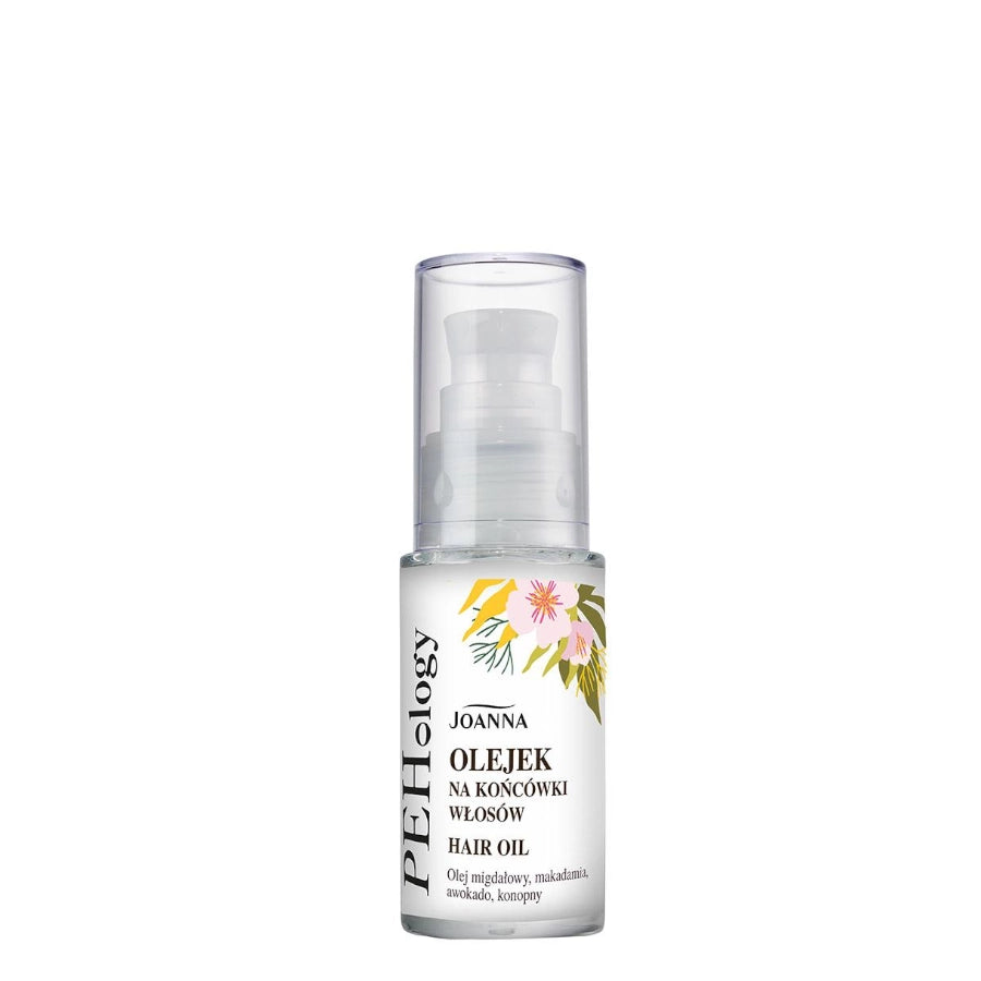 Joanna PEHology Hair Oil for Ends - arranged with the included components on a white background