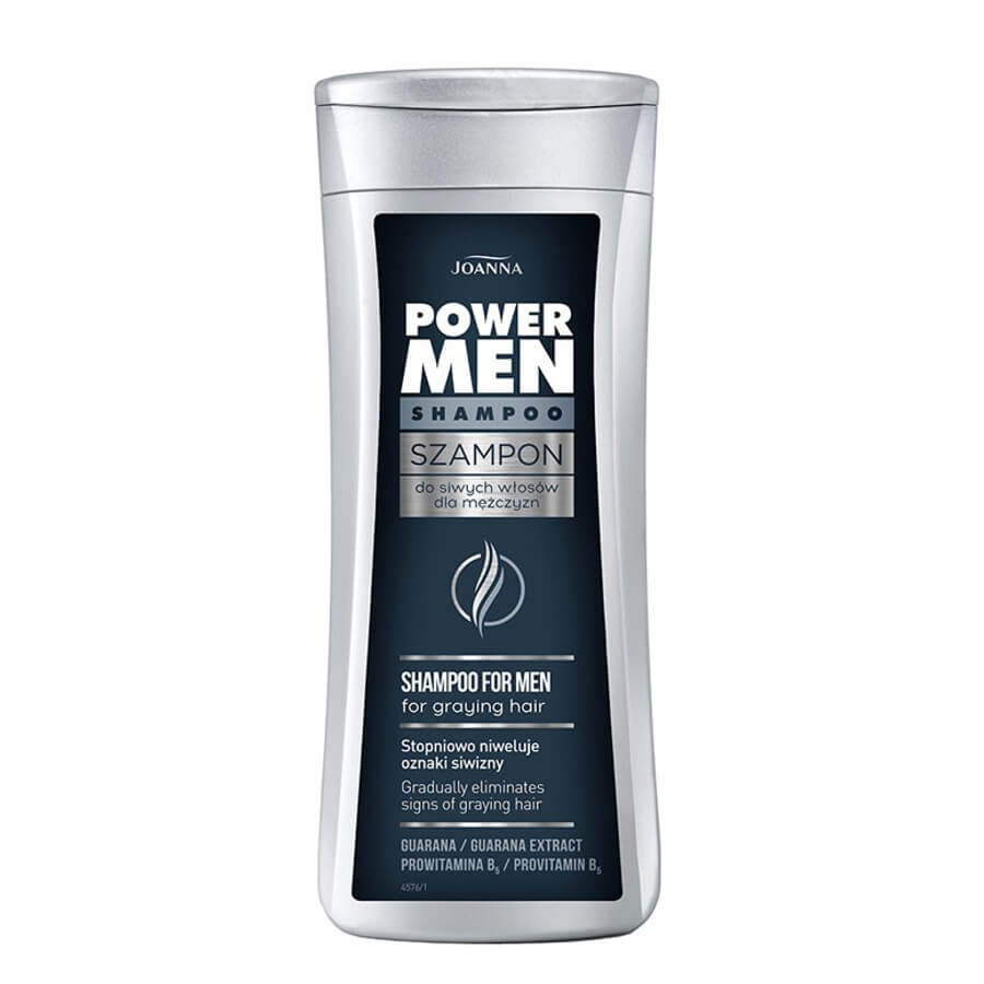 Joanna Power Men Hair Shampoo Grey Hair - retail hair-care container isolated on a white background