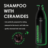 Joanna Professional Ceramides Shampoo with Fresh Scents - product and colour result shown on hair