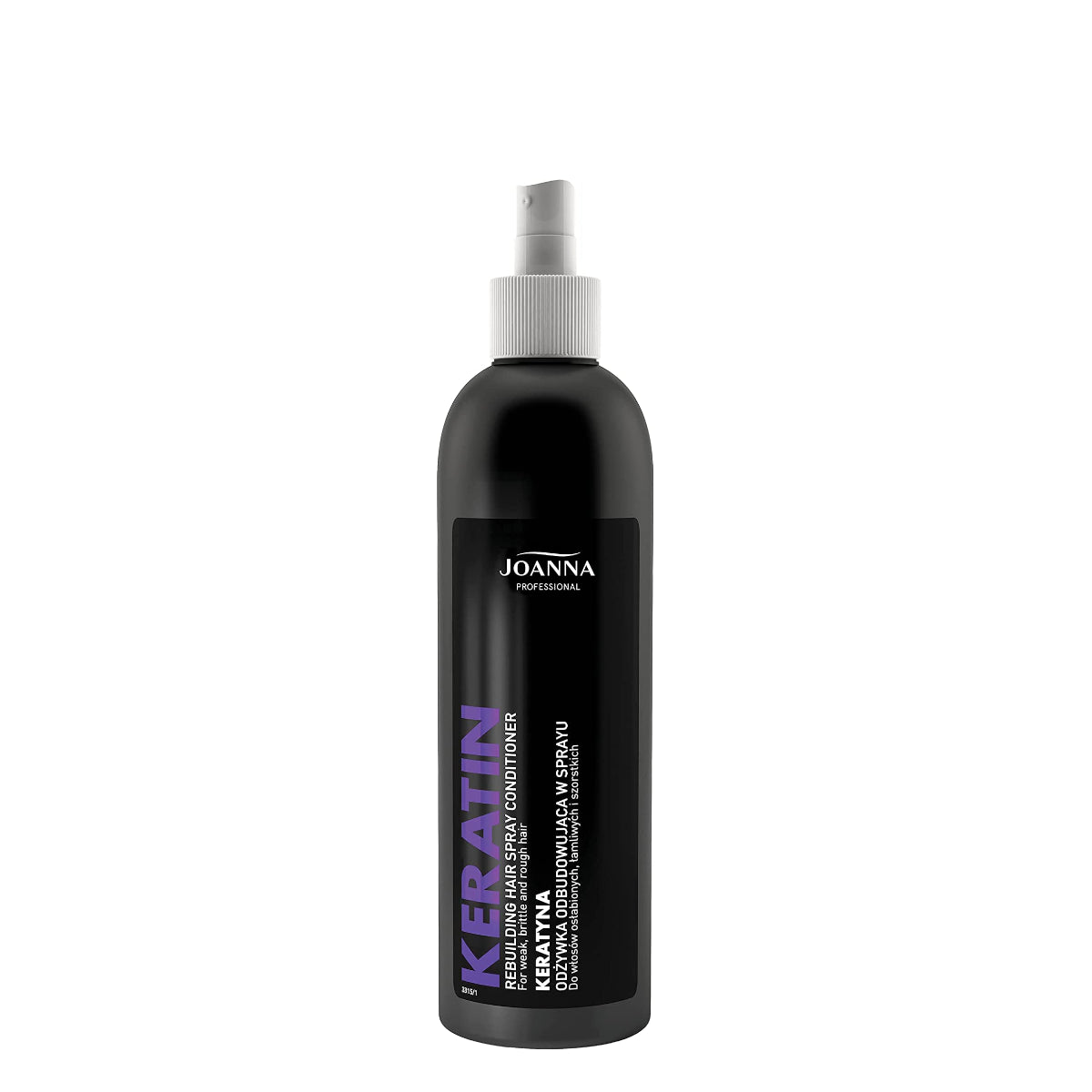 Joanna Professional Keratin Rebuilding Spray Conditioner - retail hair-care container isolated on a white background