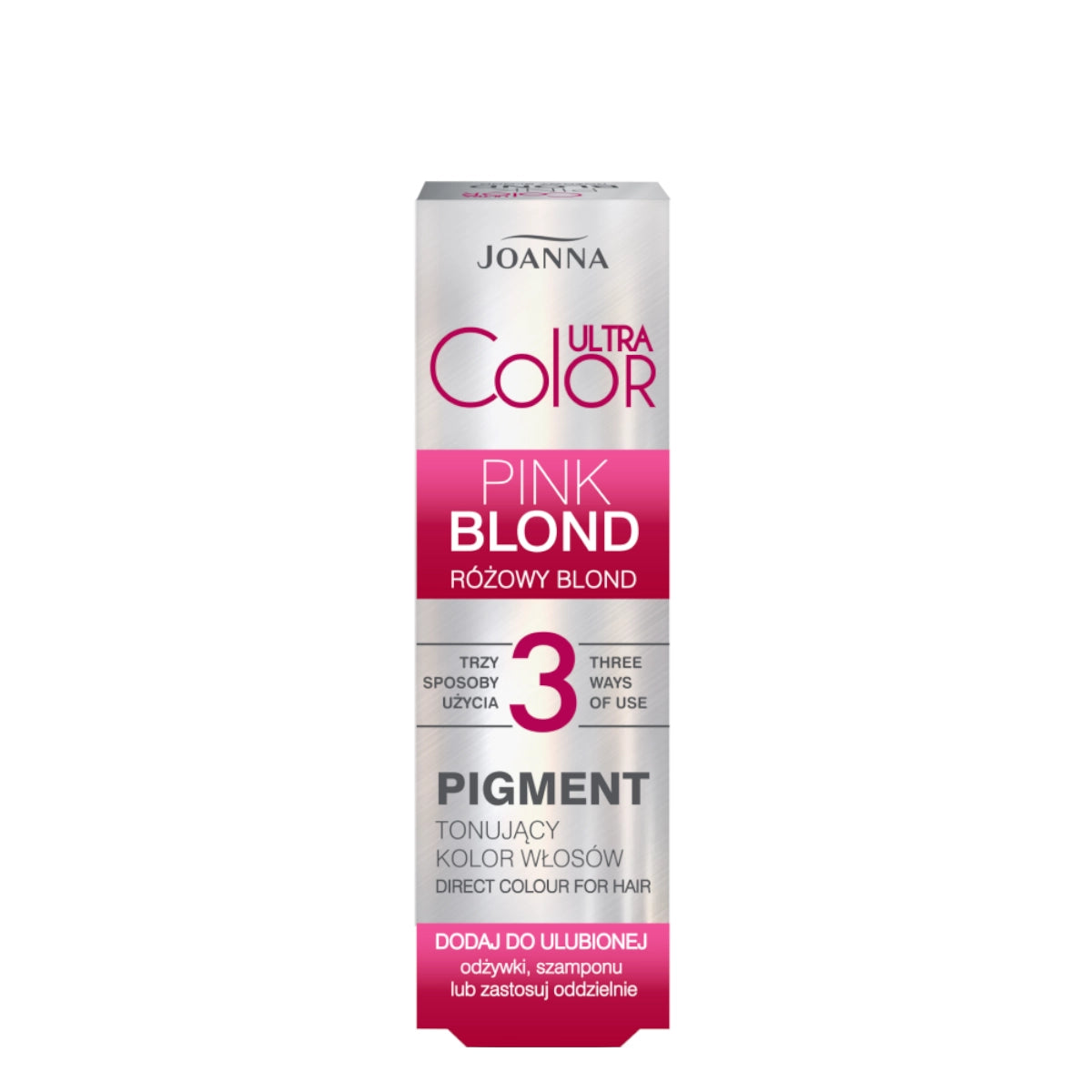 Joanna Ultra Color Pink Blond Hair Pigment - shade swatches shown beside the product