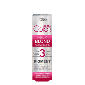 Joanna Ultra Color Pink Blond Hair Pigment - shade swatches shown beside the product