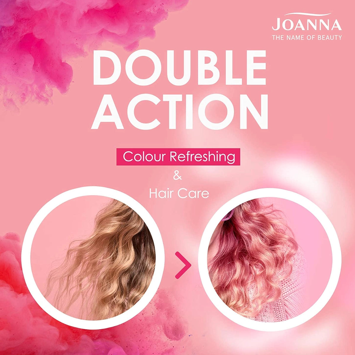Joanna Ultra Color Pink Shades of Blonde Colour Enhancing Hair Bundle - shade swatches shown beside the product
