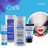 Joanna Ultra Color Silver Blond Hair Pigment - shade swatches shown beside the product