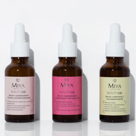 Miya Cosmetics BEAUTYlab Smoothing Face Serum Anti-Aging Complex 5% - retail packaging on a white background