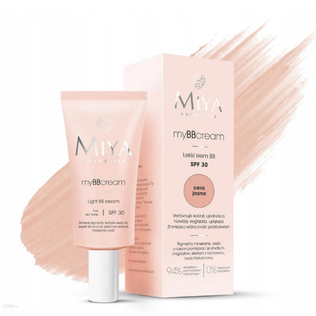 Miya Cosmetics myBBcream Light BB Face Cream SPF30 - Fair Skin Tone - isolated on a white background