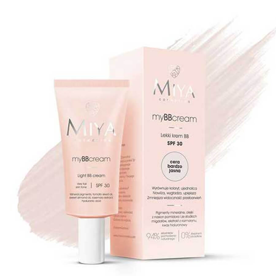 Miya Cosmetics myBBcream Light BB Face Cream SPF30 - Very Fair Skin Tone - isolated on a white background