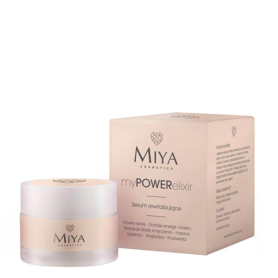 Miya Cosmetics myPOWERelixir Natural Revitalizing Face Serum - retail packaging on a white background