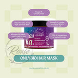 OnlyBio Hair Balance High Porosity Hair Mask - product and colour result shown on hair