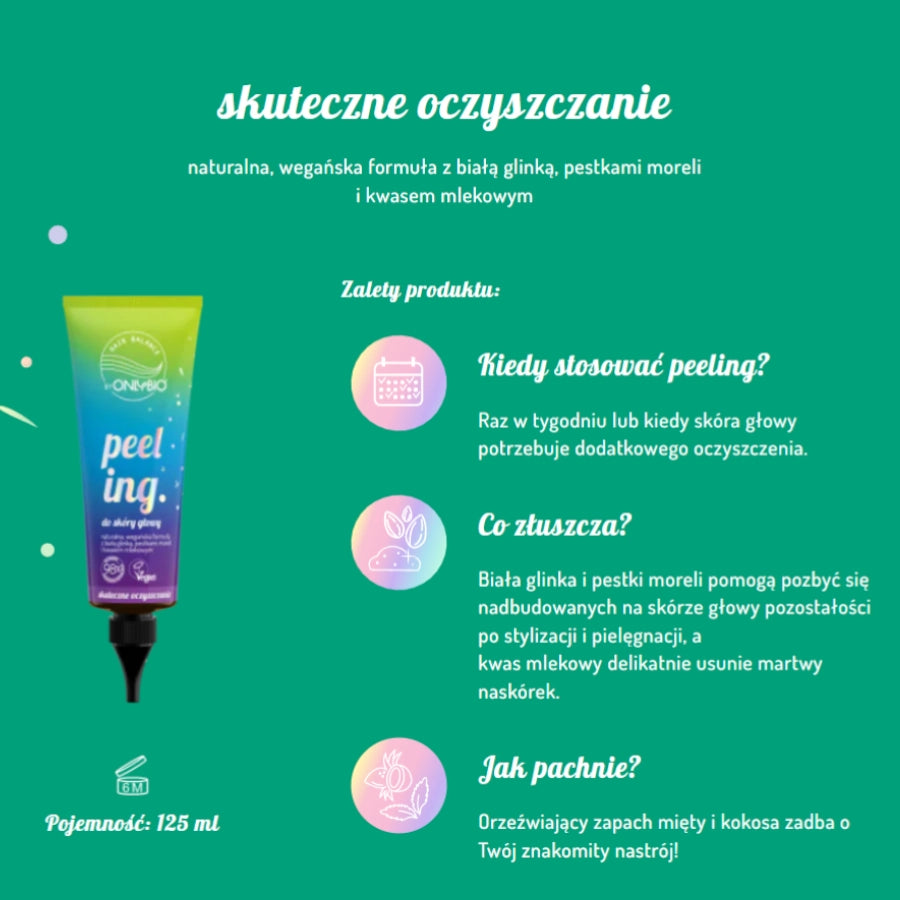 OnlyBio Hair Balance Scalp Scrub - product displayed with its packaging on a dark background