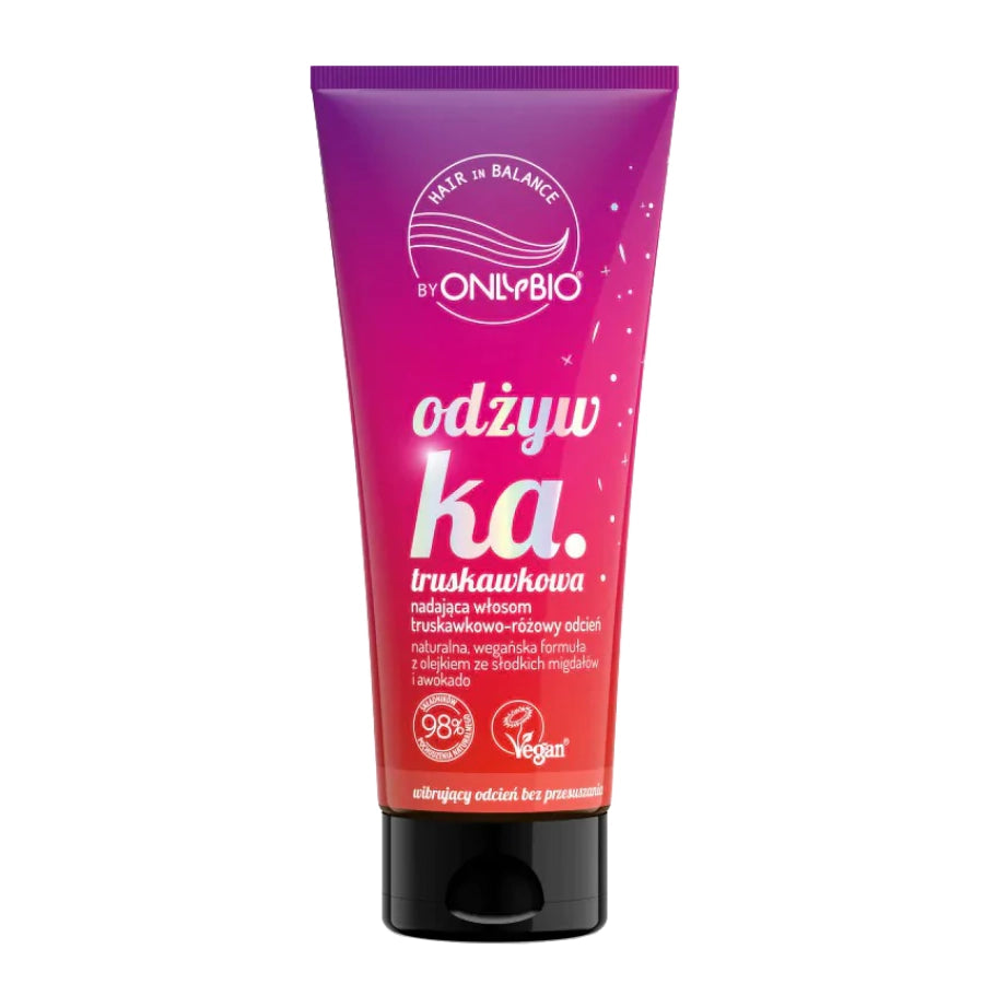 OnlyBio Hair Balance Strawberry Emollient Hair Conditioner - retail hair-care container isolated on a white background