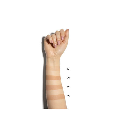 Paese Illuminating Covering Pressed Powder - shade swatches shown beside the product