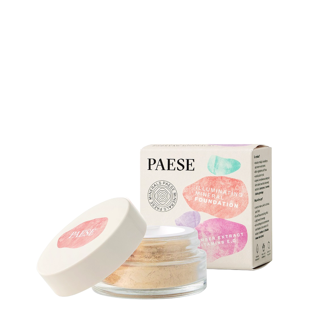 Paese Minerals Illuminating Mineral Foundation - retail packaging on a white background