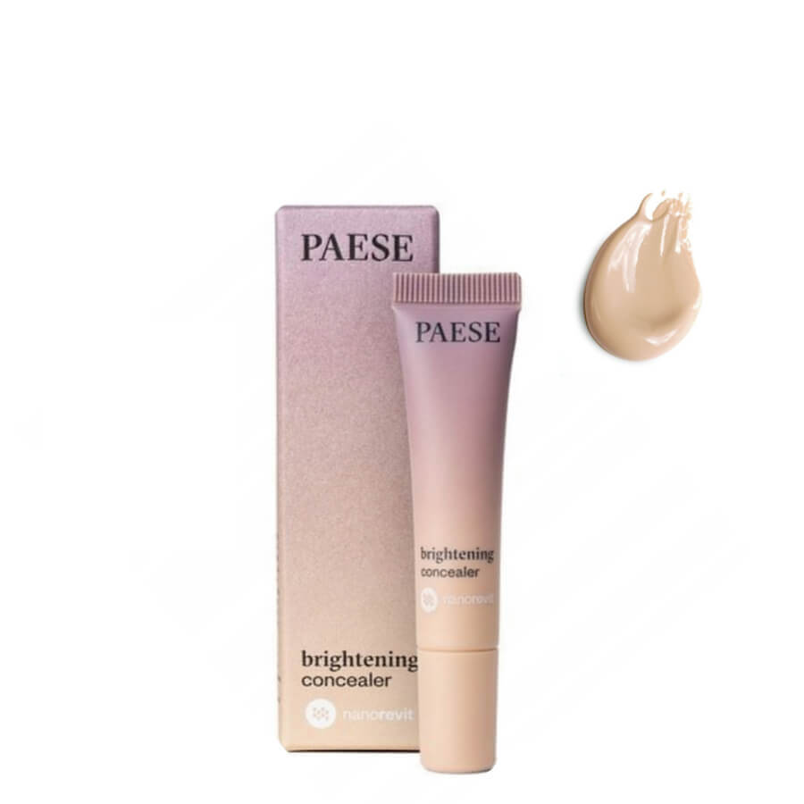 Paese Nanorevit Brightening Concealer - 03 Golden Beige - concealer tube and retail packaging on a white background