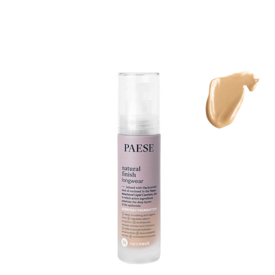 Paese Nanorevit Natural Finish Longwear Foundation - 03 Sand - foundation container isolated on a white background
