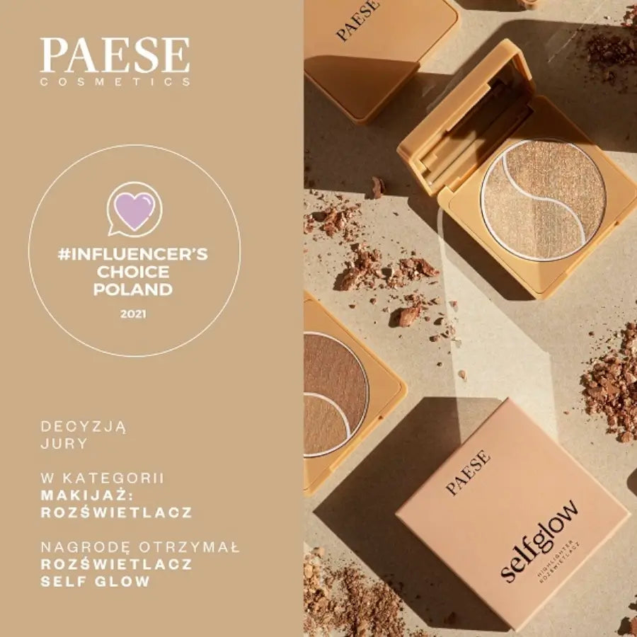 Paese Self Glow Highlighter - finished result shown on a model's face