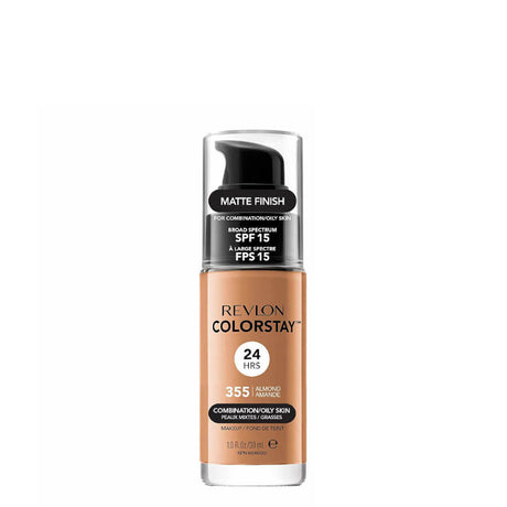 Revlon ColorStay Foundation Combination & Oily Skin SPF15 - 355 Almond - foundation container isolated on a white background