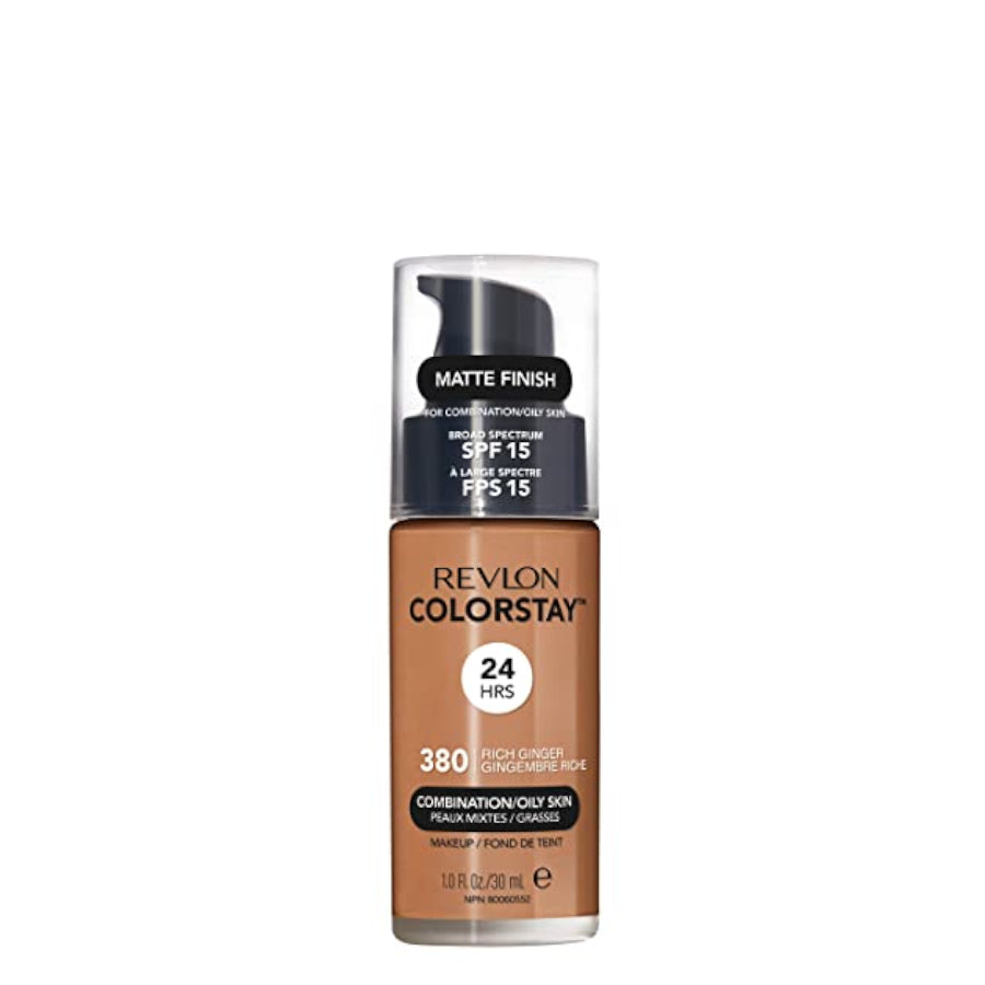 Revlon ColorStay Foundation Combination & Oily Skin SPF15 - 380 Rich Ginger - foundation container isolated on a white background