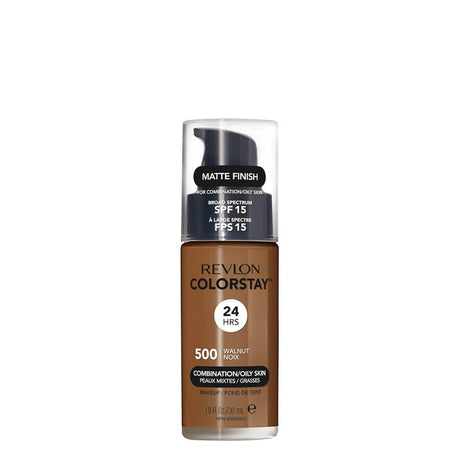 Revlon ColorStay Foundation Combination & Oily Skin SPF15 - 500 Walnut - foundation container isolated on a white background