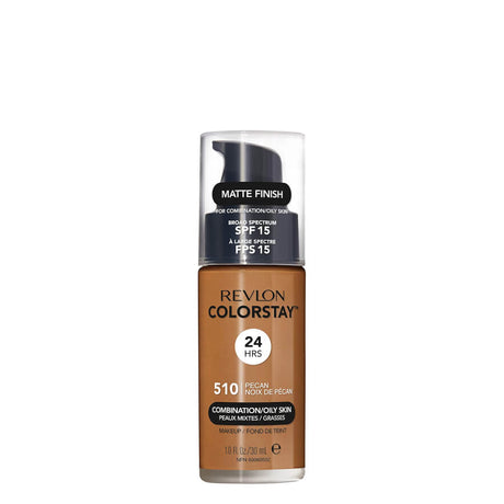 Revlon ColorStay Foundation Combination & Oily Skin SPF15 - 510 Pecan - foundation container isolated on a white background
